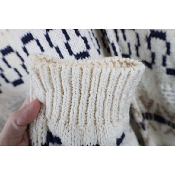 Vtg 90s Streetwear Mens XL Distressed Chunky Cotton Fair Isle Knit Sweater USA - Picture 6 of 13